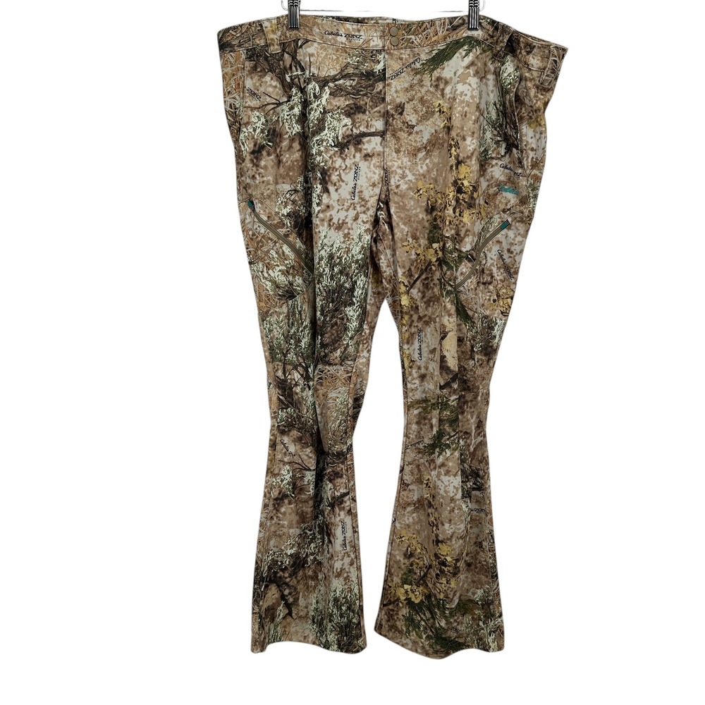 Cabelas Camo Hunting Pants Women 2XL 2TG Brown Tan Green Outdoor Zonz